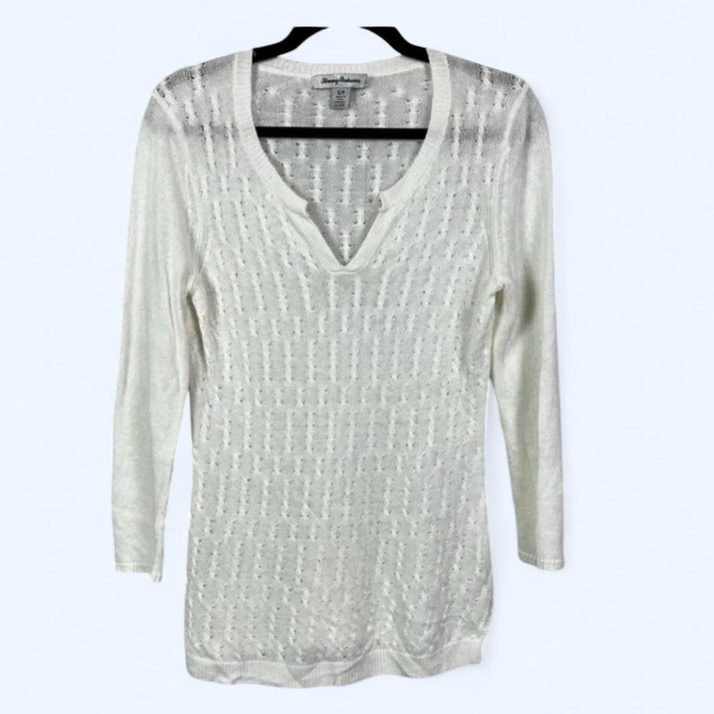 Tommy Bahama Women's 100% Linen‎ Lightweight V Neck Knit Pullover Sweater Size M